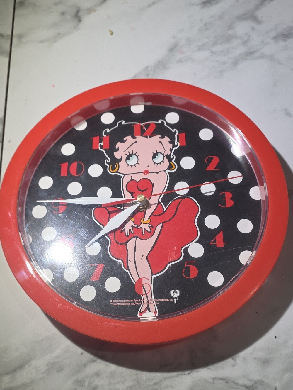 Betty Boop Red and Black Polka Dot Clock